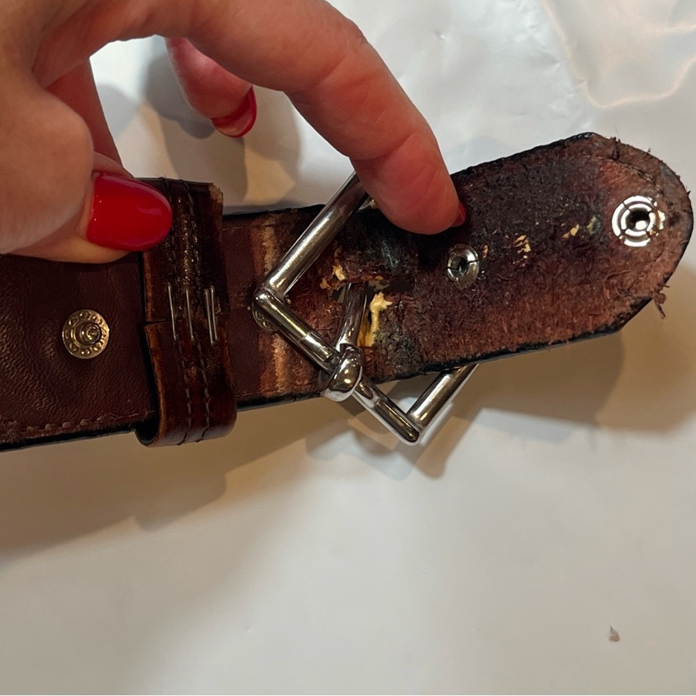 LEEGIN Vtg Men’s BIG TALL Brown Leather BELT 1.5” Wide REMOVABLE BUCKLE, 46-51” - Picture 15 of 16